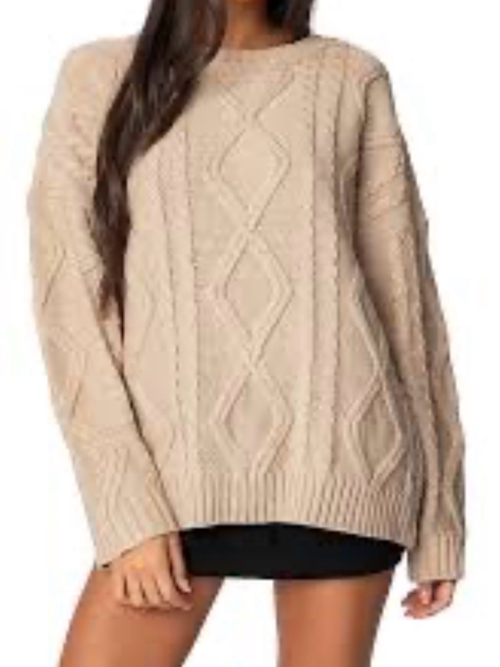 Stitches &stripes women beige cable knit crew neck sweater XXL NWT